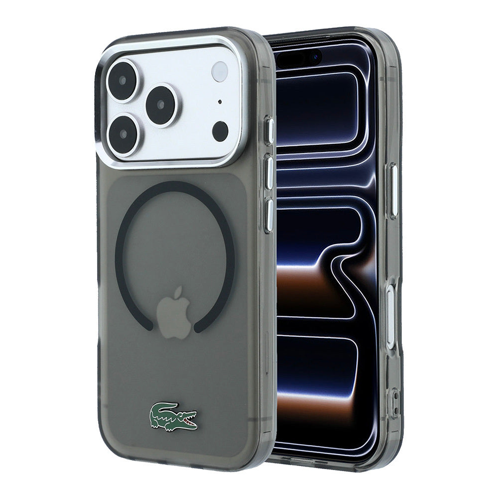 Apple iPhone 18 Pro Max Kılıf Lacoste Orjinal Lisanslı M-safe Şarj Özellikli Lake Timsah Logolu IML Frosted Kapak