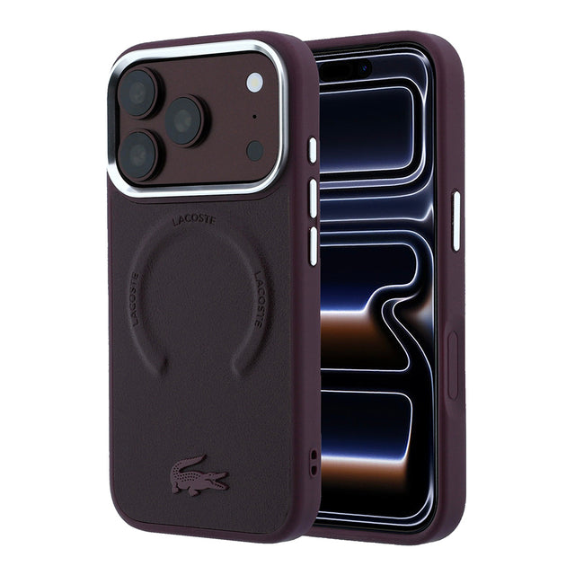 Apple iPhone 18 Pro Max Kılıf Lacoste Orjinal Lisanslı M-safe Şarj Özellikli Lenglen Icon Metal Logolu Kapak