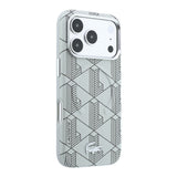 Apple iPhone 18 Pro Max Kılıf Lacoste Orjinal Lisanslı M-safe Şarj Özellikli Metal Logolu Deri Karışık Monogram Desenli Kapak