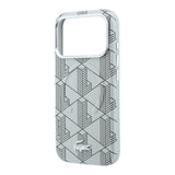Apple iPhone 18 Pro Max Kılıf Lacoste Orjinal Lisanslı M-safe Şarj Özellikli Metal Logolu Deri Karışık Monogram Desenli Kapak