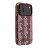 Apple iPhone 18 Pro Max Kılıf Lacoste Orjinal Lisanslı M-safe Şarj Özellikli Metal Logolu Deri Karışık Monogram Desenli Kapak