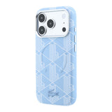 Apple iPhone 18 Pro Max Kılıf Lacoste Orjinal Lisanslı M-safe Şarj Özellikli Metal Logolu Deri Karışık Monogram Desenli Kapak