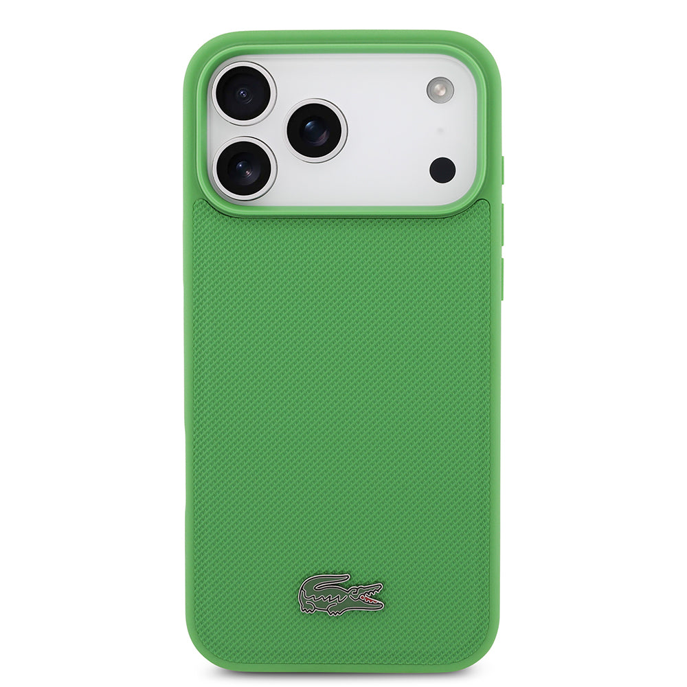 Apple iPhone 18 Pro Max Kılıf Lacoste Orjinal Lisanslı M-safe Şarj Özellikli PU Pike Desenli Metal Logolu Kapak