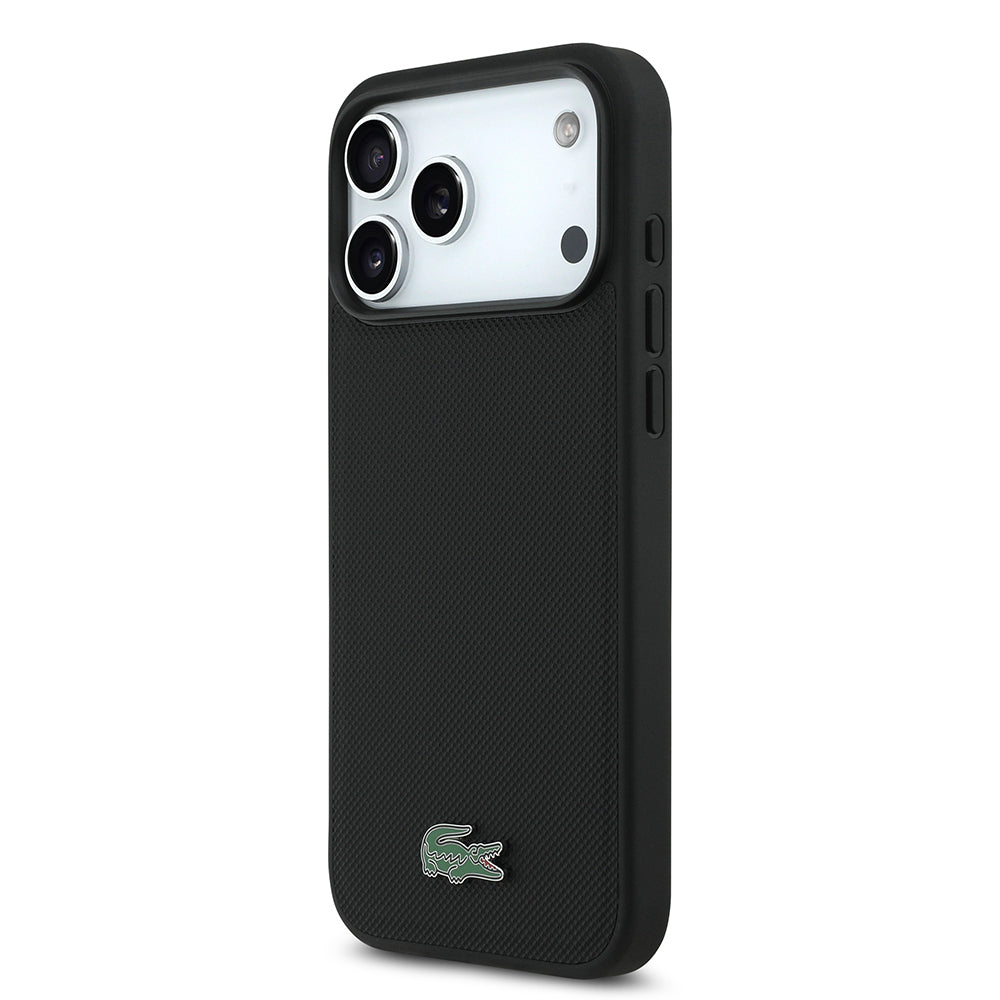 Apple iPhone 18 Pro Max Kılıf Lacoste Orjinal Lisanslı M-safe Şarj Özellikli PU Pike Desenli Metal Logolu Kapak