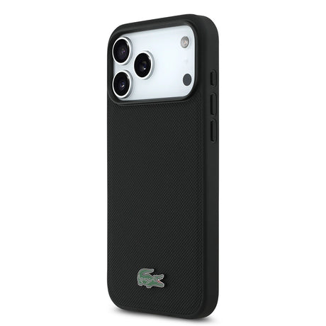 Apple iPhone 18 Pro Max Kılıf Lacoste Orjinal Lisanslı M-safe Şarj Özellikli PU Pike Desenli Metal Logolu Kapak
