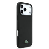 Apple iPhone 18 Pro Max Kılıf Lacoste Orjinal Lisanslı M-safe Şarj Özellikli PU Pike Desenli Metal Logolu Kapak