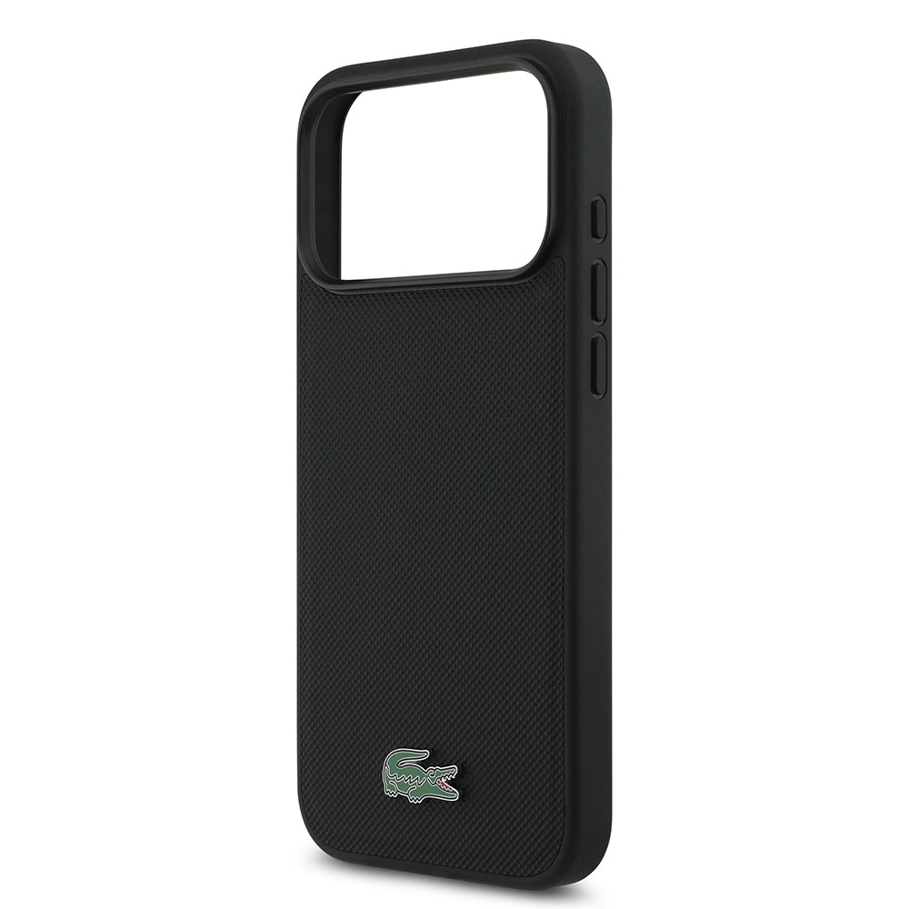 Apple iPhone 18 Pro Max Kılıf Lacoste Orjinal Lisanslı M-safe Şarj Özellikli PU Pike Desenli Metal Logolu Kapak