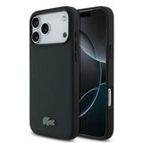 Apple iPhone 18 Pro Max Kılıf Lacoste Orjinal Lisanslı M-safe Şarj Özellikli PU Pike Desenli Metal Logolu Kapak