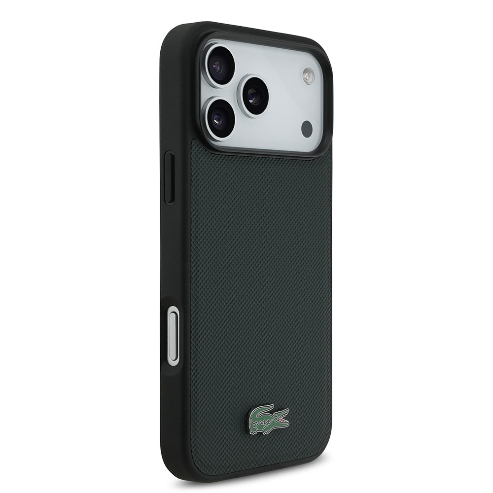 Apple iPhone 18 Pro Max Kılıf Lacoste Orjinal Lisanslı M-safe Şarj Özellikli PU Pike Desenli Metal Logolu Kapak