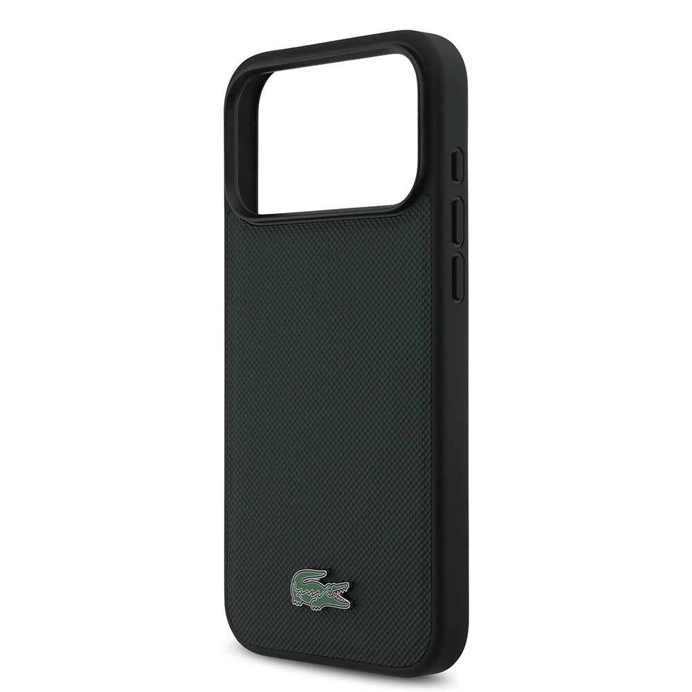 Apple iPhone 18 Pro Max Kılıf Lacoste Orjinal Lisanslı M-safe Şarj Özellikli PU Pike Desenli Metal Logolu Kapak