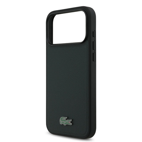 Apple iPhone 18 Pro Max Kılıf Lacoste Orjinal Lisanslı M-safe Şarj Özellikli PU Pike Desenli Metal Logolu Kapak