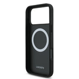 Apple iPhone 18 Pro Max Kılıf Lacoste Orjinal Lisanslı M-safe Şarj Özellikli PU Pike Desenli Metal Logolu Kapak