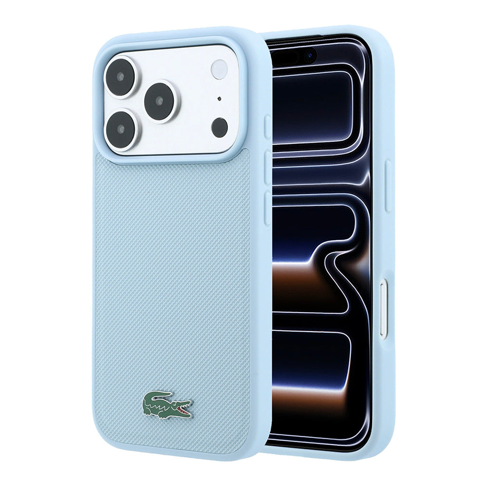 Apple iPhone 18 Pro Max Kılıf Lacoste Orjinal Lisanslı M-safe Şarj Özellikli PU Pike Desenli Metal Logolu Kapak