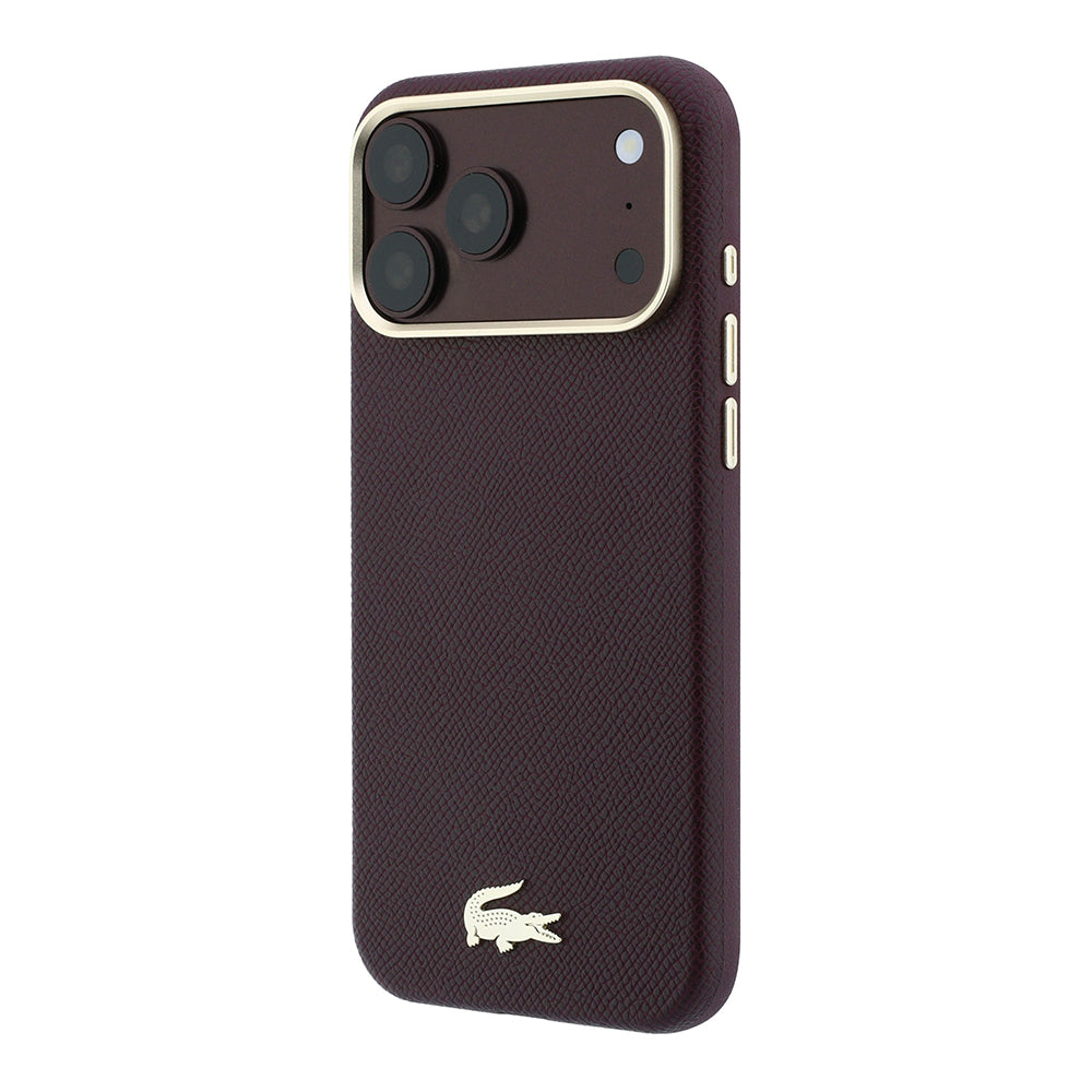 Apple iPhone 18 Pro Max Kılıf Lacoste Orjinal Lisanslı M-Safe Şarj Özellikli PVC Yarı Pike Desenli Arka Yüzey İkonik Timsah Dokuma Logolu Kapak