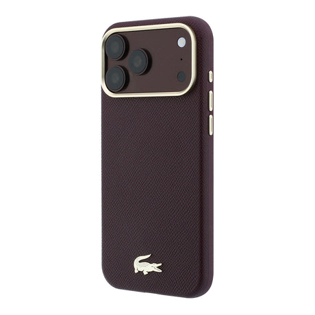 Apple iPhone 18 Pro Max Kılıf Lacoste Orjinal Lisanslı M-Safe Şarj Özellikli PVC Yarı Pike Desenli Arka Yüzey İkonik Timsah Dokuma Logolu Kapak