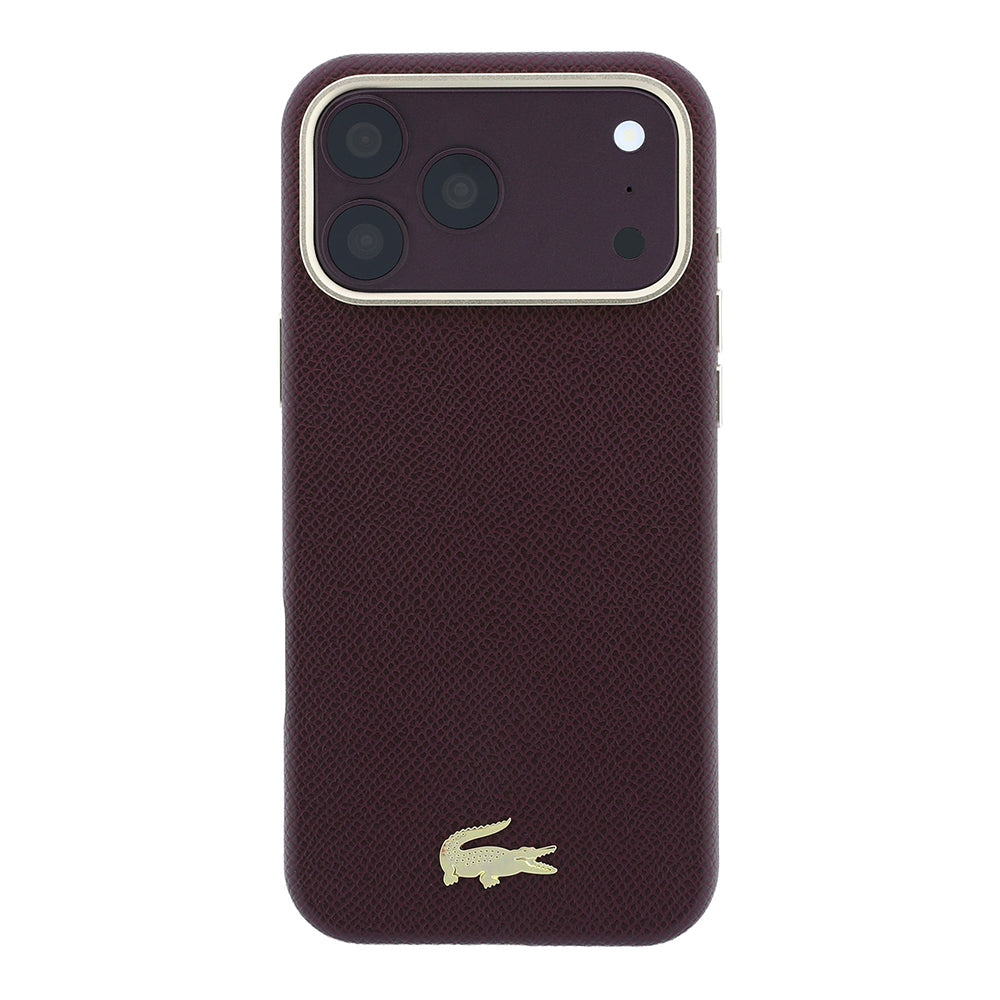 Apple iPhone 18 Pro Max Kılıf Lacoste Orjinal Lisanslı M-Safe Şarj Özellikli PVC Yarı Pike Desenli Arka Yüzey İkonik Timsah Dokuma Logolu Kapak