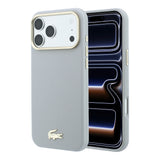 Apple iPhone 18 Pro Max Kılıf Lacoste Orjinal Lisanslı M-Safe Şarj Özellikli PVC Yarı Pike Desenli Arka Yüzey İkonik Timsah Dokuma Logolu Kapak