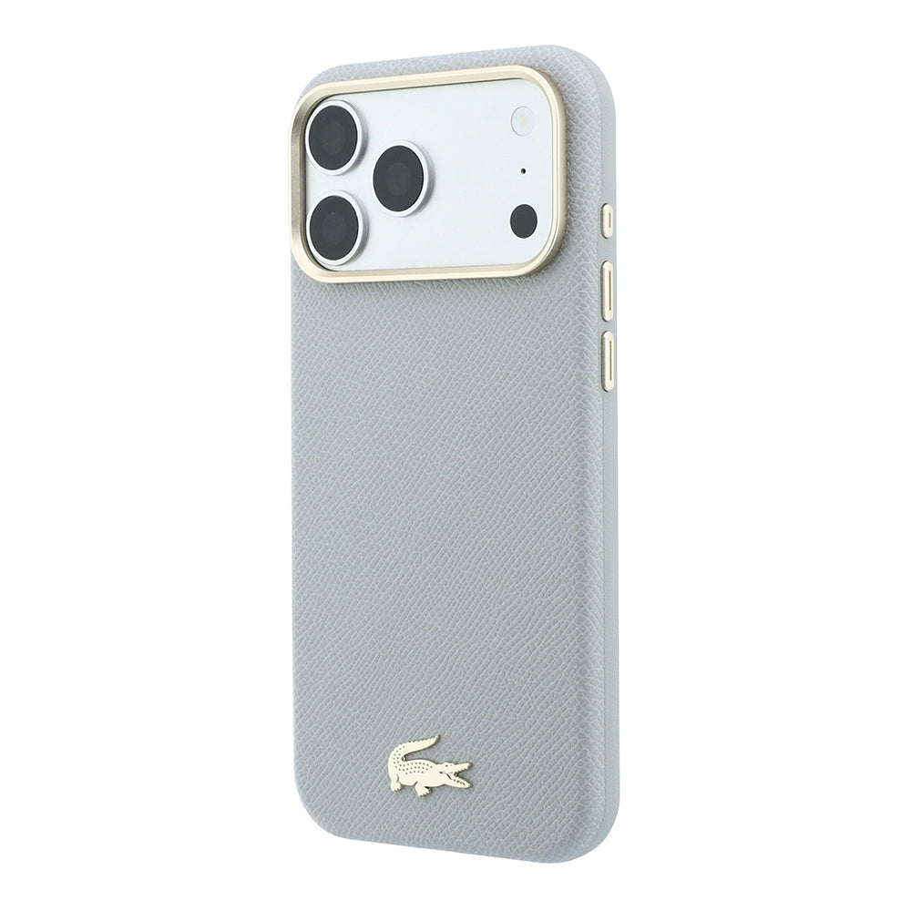 Apple iPhone 18 Pro Max Kılıf Lacoste Orjinal Lisanslı M-Safe Şarj Özellikli PVC Yarı Pike Desenli Arka Yüzey İkonik Timsah Dokuma Logolu Kapak