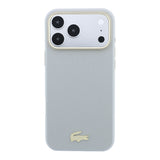 Apple iPhone 18 Pro Max Kılıf Lacoste Orjinal Lisanslı M-Safe Şarj Özellikli PVC Yarı Pike Desenli Arka Yüzey İkonik Timsah Dokuma Logolu Kapak