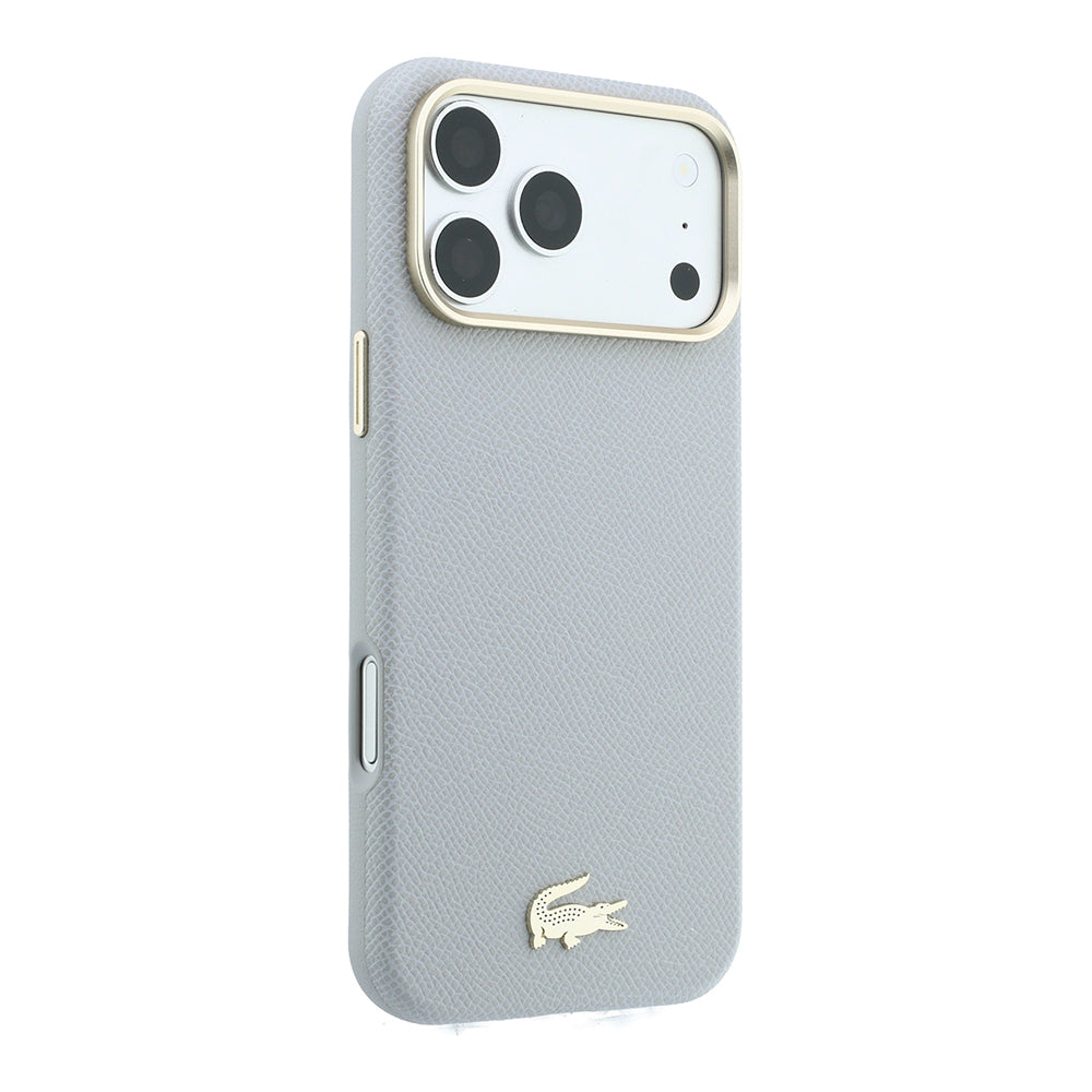 Apple iPhone 18 Pro Max Kılıf Lacoste Orjinal Lisanslı M-Safe Şarj Özellikli PVC Yarı Pike Desenli Arka Yüzey İkonik Timsah Dokuma Logolu Kapak