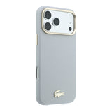 Apple iPhone 18 Pro Max Kılıf Lacoste Orjinal Lisanslı M-Safe Şarj Özellikli PVC Yarı Pike Desenli Arka Yüzey İkonik Timsah Dokuma Logolu Kapak