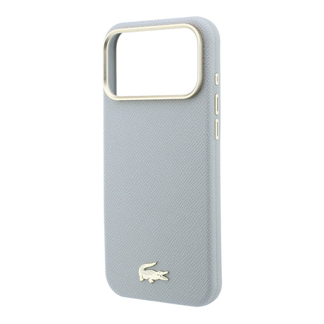 Apple iPhone 18 Pro Max Kılıf Lacoste Orjinal Lisanslı M-Safe Şarj Özellikli PVC Yarı Pike Desenli Arka Yüzey İkonik Timsah Dokuma Logolu Kapak