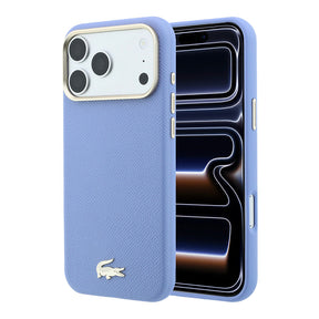 Apple iPhone 18 Pro Max Kılıf Lacoste Orjinal Lisanslı M-Safe Şarj Özellikli PVC Yarı Pike Desenli Arka Yüzey İkonik Timsah Dokuma Logolu Kapak