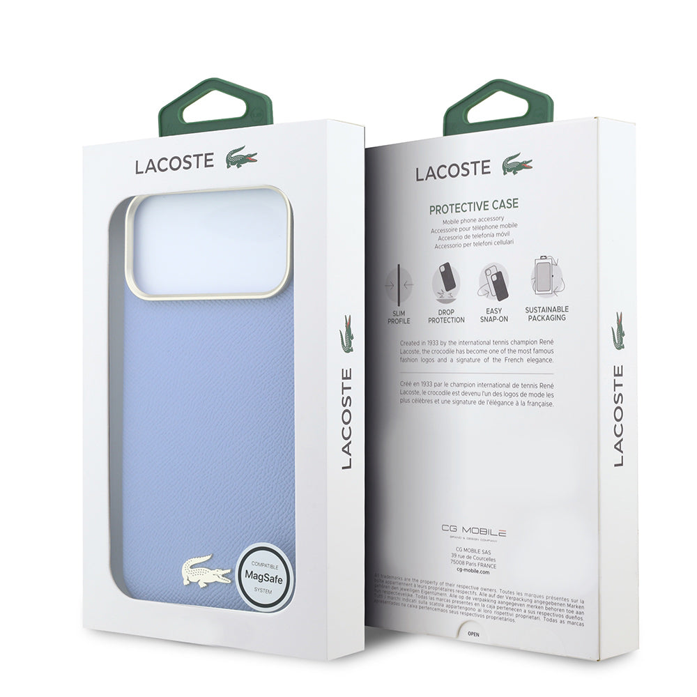 Apple iPhone 18 Pro Max Kılıf Lacoste Orjinal Lisanslı M-Safe Şarj Özellikli PVC Yarı Pike Desenli Arka Yüzey İkonik Timsah Dokuma Logolu Kapak