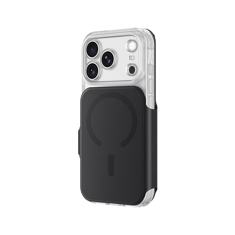 Apple iPhone 18 Pro Max Kılıf M-safe Özellikli Amazingthing Titan Lens Flip Serisi Kartlıklı Kapak
