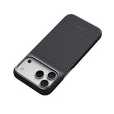 Apple iPhone 18 Pro Max Kılıf M-safe Şarj Özellikli 1500D Aramid Karbon Fiber Pitaka Ultra-Slim Classic Serisi Black-Grey Twill Kapak
