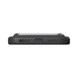 Apple iPhone 18 Pro Max Kılıf M-safe Şarj Özellikli 1500D Aramid Karbon Fiber Pitaka Ultra-Slim Classic Serisi Black-Grey Twill Kapak