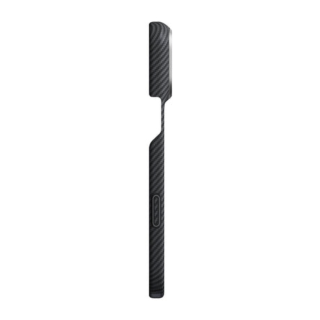 Apple iPhone 18 Pro Max Kılıf M-safe Şarj Özellikli 1500D Aramid Karbon Fiber Pitaka Ultra-Slim Classic Serisi Black-Grey Twill Kapak