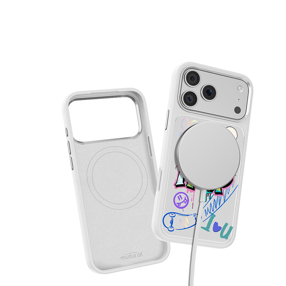 Apple iPhone 18 Pro Max Kılıf M-safe Şarj Özellikli 3D Baskılı Tasarım Mutural Graffiti Serisi Kapak