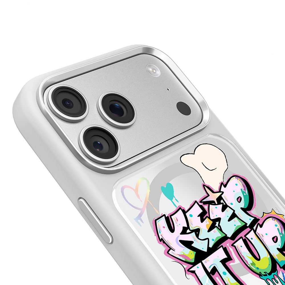 Apple iPhone 18 Pro Max Kılıf M-safe Şarj Özellikli 3D Baskılı Tasarım Mutural Graffiti Serisi Kapak