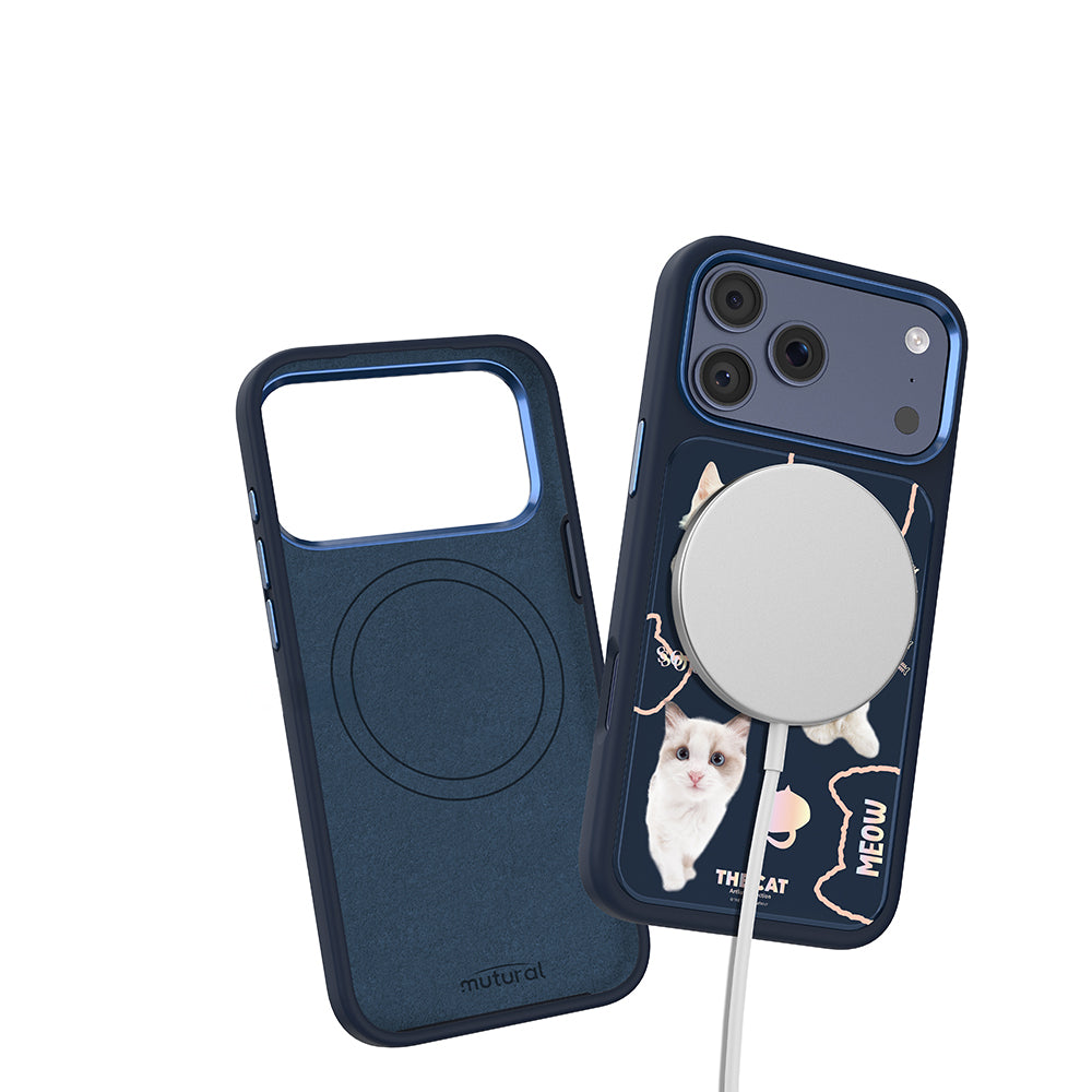 Apple iPhone 18 Pro Max Kılıf M-safe Şarj Özellikli 3D Baskılı Tasarım Mutural The Cat Serisi Kapak