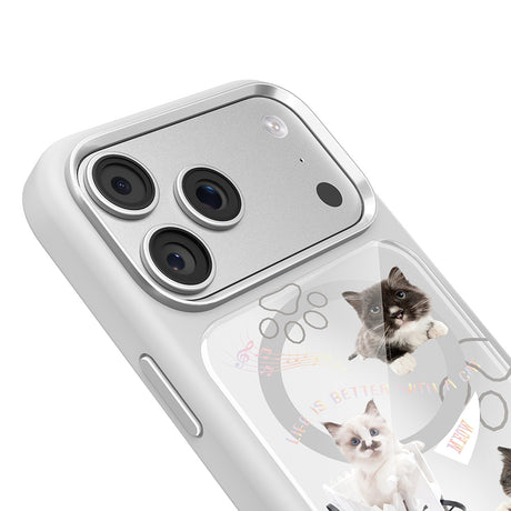 Apple iPhone 18 Pro Max Kılıf M-safe Şarj Özellikli 3D Baskılı Tasarım Mutural The Cat Serisi Kapak