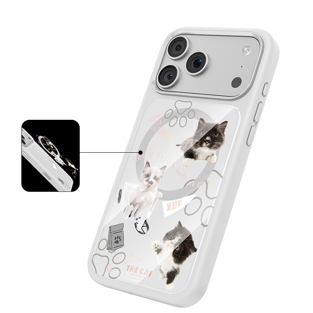Apple iPhone 18 Pro Max Kılıf M-safe Şarj Özellikli 3D Baskılı Tasarım Mutural The Cat Serisi Kapak