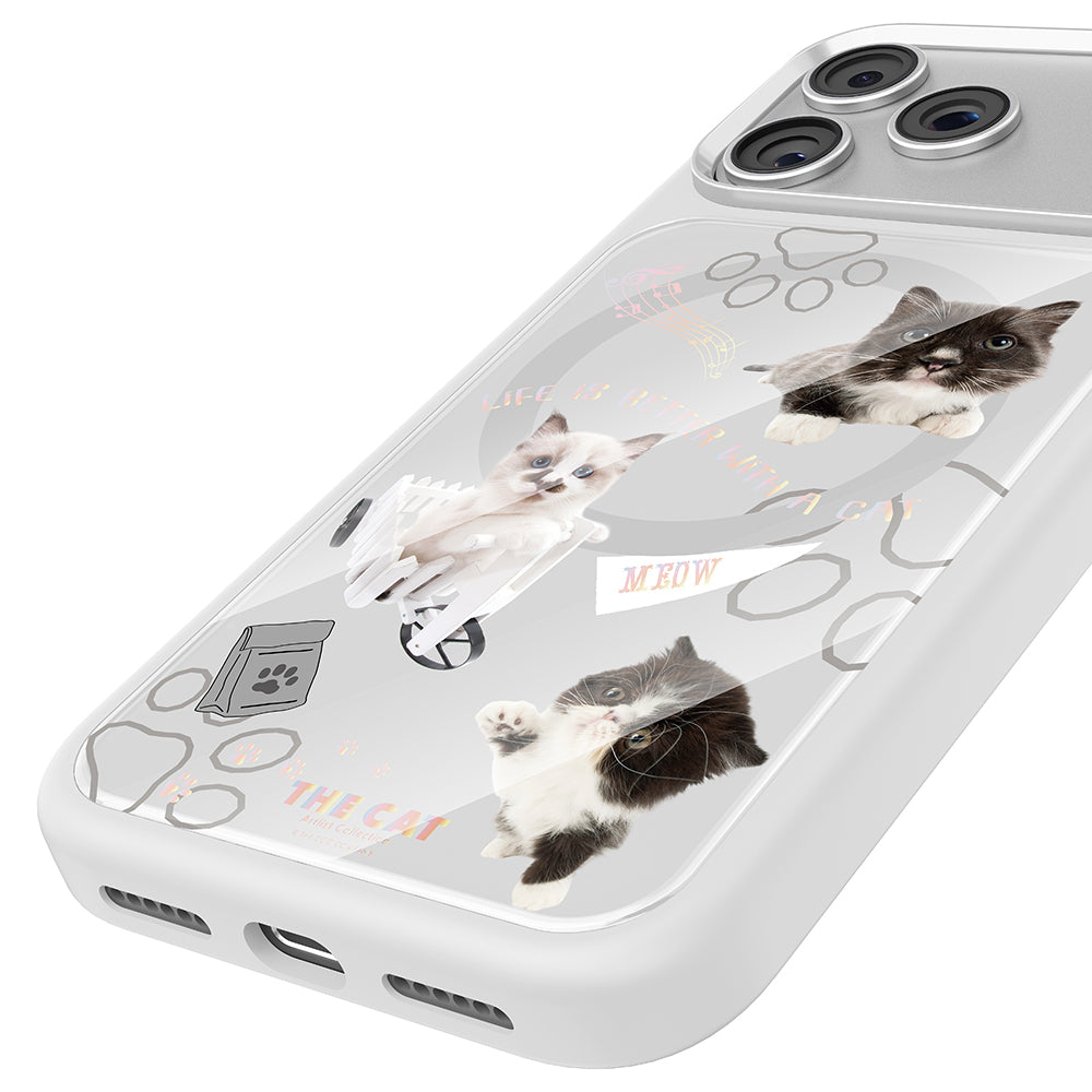 Apple iPhone 18 Pro Max Kılıf M-safe Şarj Özellikli 3D Baskılı Tasarım Mutural The Cat Serisi Kapak