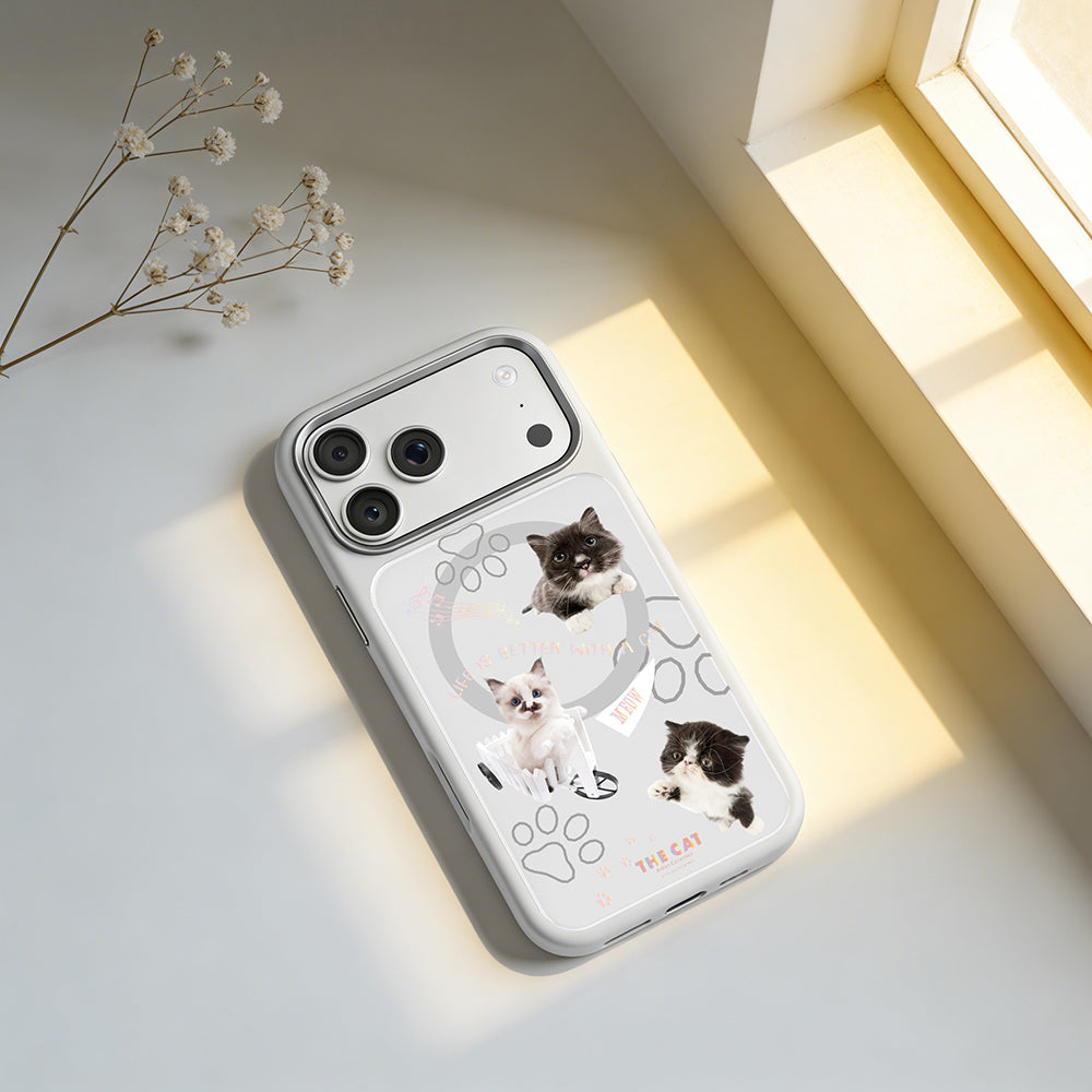 Apple iPhone 18 Pro Max Kılıf M-safe Şarj Özellikli 3D Baskılı Tasarım Mutural The Cat Serisi Kapak