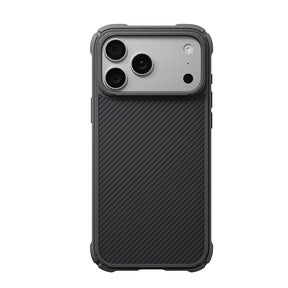 Apple iPhone 18 Pro Max Kılıf M-safe Şarj Özellikli 600D Aramid Fiber Pitaka Black-Grey Twill Serisi Cairn Kapak