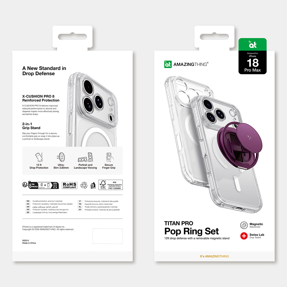 Apple iPhone 18 Pro Max Kılıf M-safe Şarj Özellikli Amazingthing Titan Pro Serisi Pop Ring Standlı Set