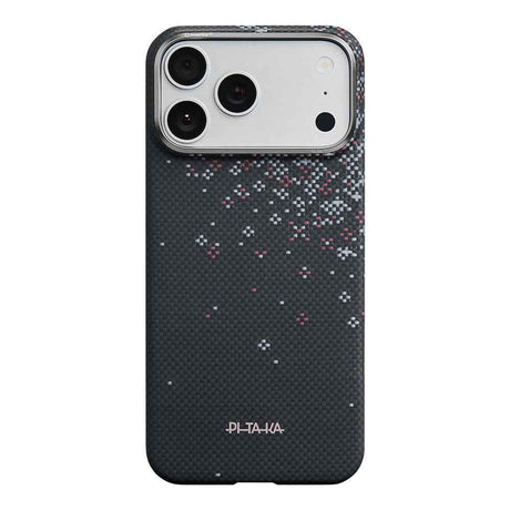 Apple iPhone 18 Pro Max Kılıf M-safe Şarj Özellikli Aramid Karbon Fiber Pitaka Sakura Hours Serisi Kapak