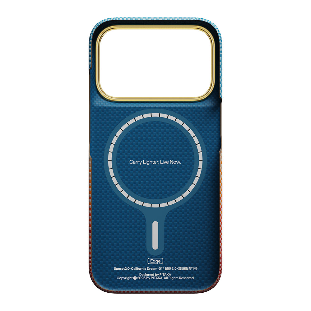 Apple iPhone 18 Pro Max Kılıf M-safe Şarj Özellikli Aramid Fiber Pitaka Sunset 2.0 California Dream Serisi