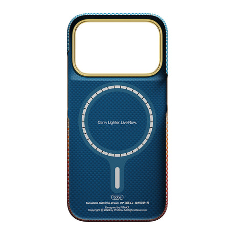 Apple iPhone 18 Pro Max Kılıf M-safe Şarj Özellikli Aramid Fiber Pitaka Sunset 2.0 California Dream Serisi