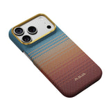 Apple iPhone 18 Pro Max Kılıf M-safe Şarj Özellikli Aramid Fiber Pitaka Sunset 2.0 California Dream Serisi