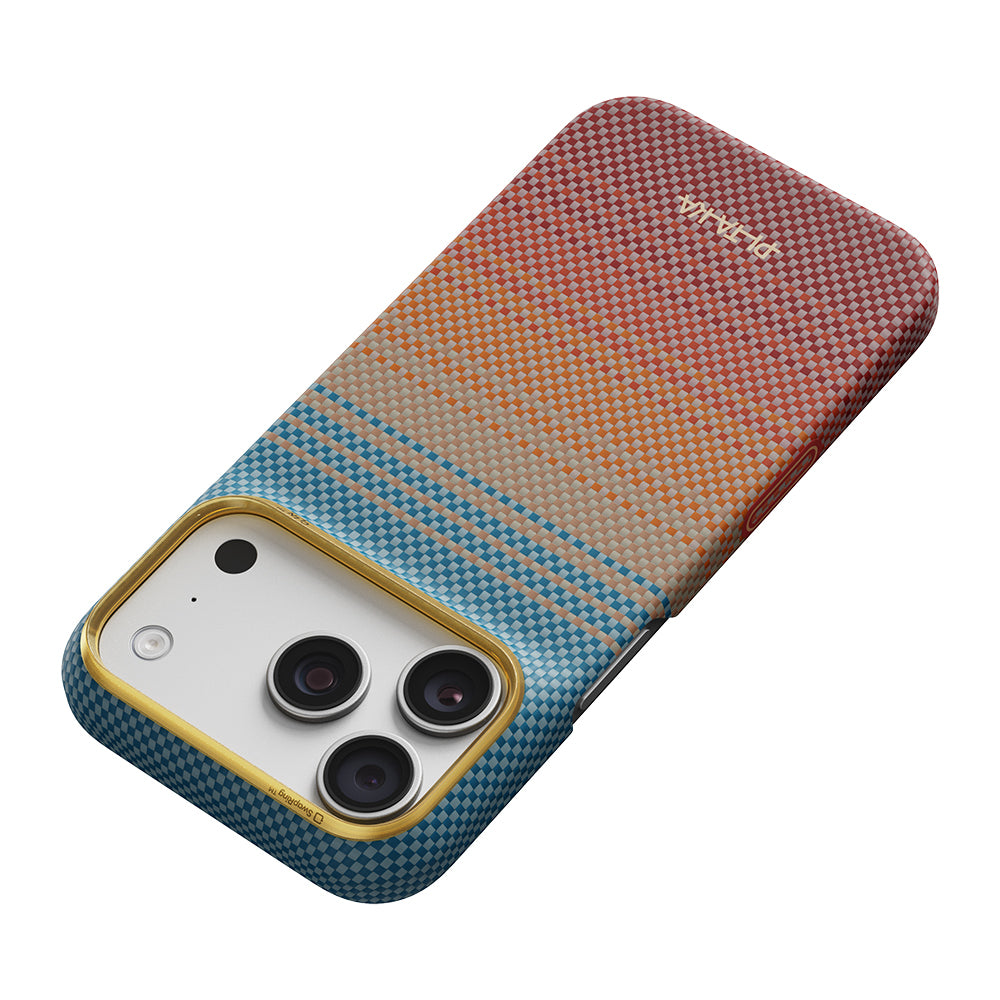 Apple iPhone 18 Pro Max Kılıf M-safe Şarj Özellikli Aramid Fiber Pitaka Sunset 2.0 California Dream Serisi
