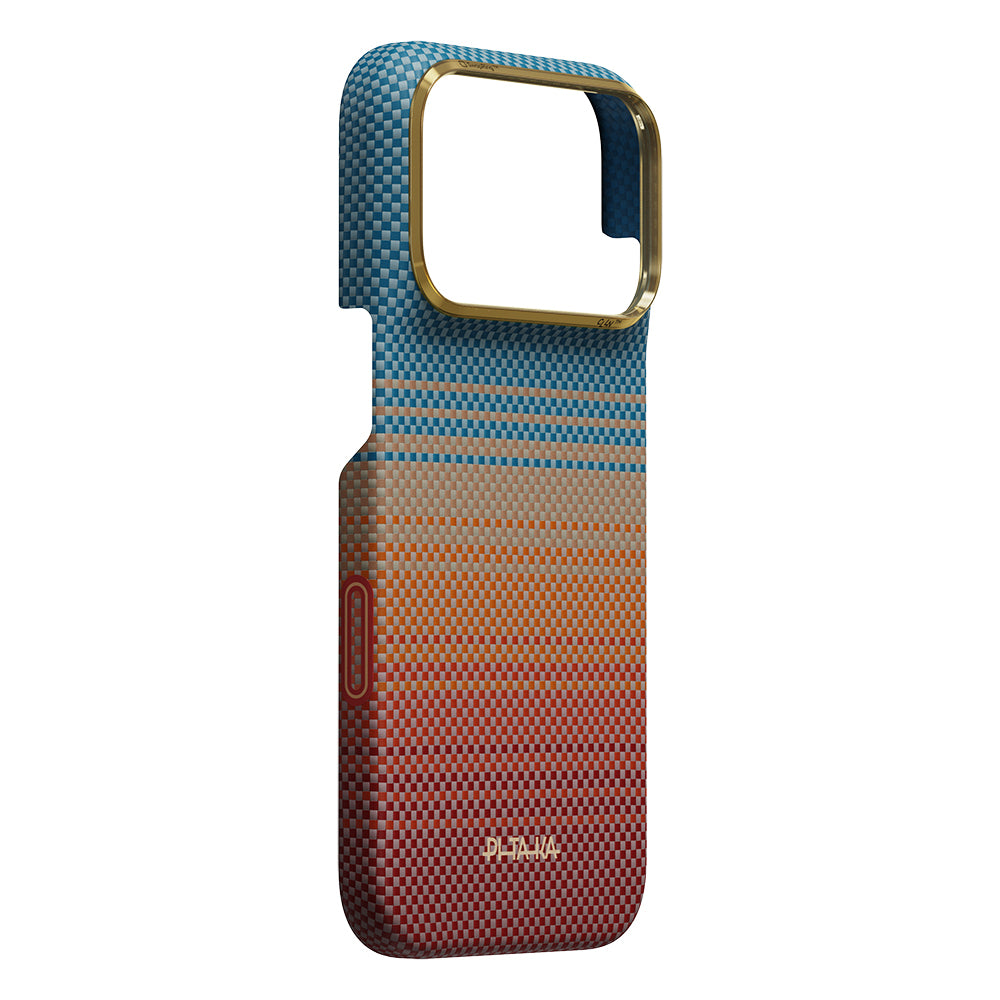 Apple iPhone 18 Pro Max Kılıf M-safe Şarj Özellikli Aramid Fiber Pitaka Sunset 2.0 California Dream Serisi