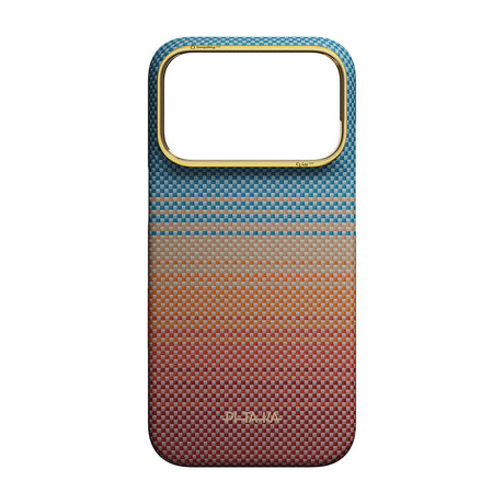 Apple iPhone 18 Pro Max Kılıf M-safe Şarj Özellikli Aramid Fiber Pitaka Sunset 2.0 California Dream Serisi