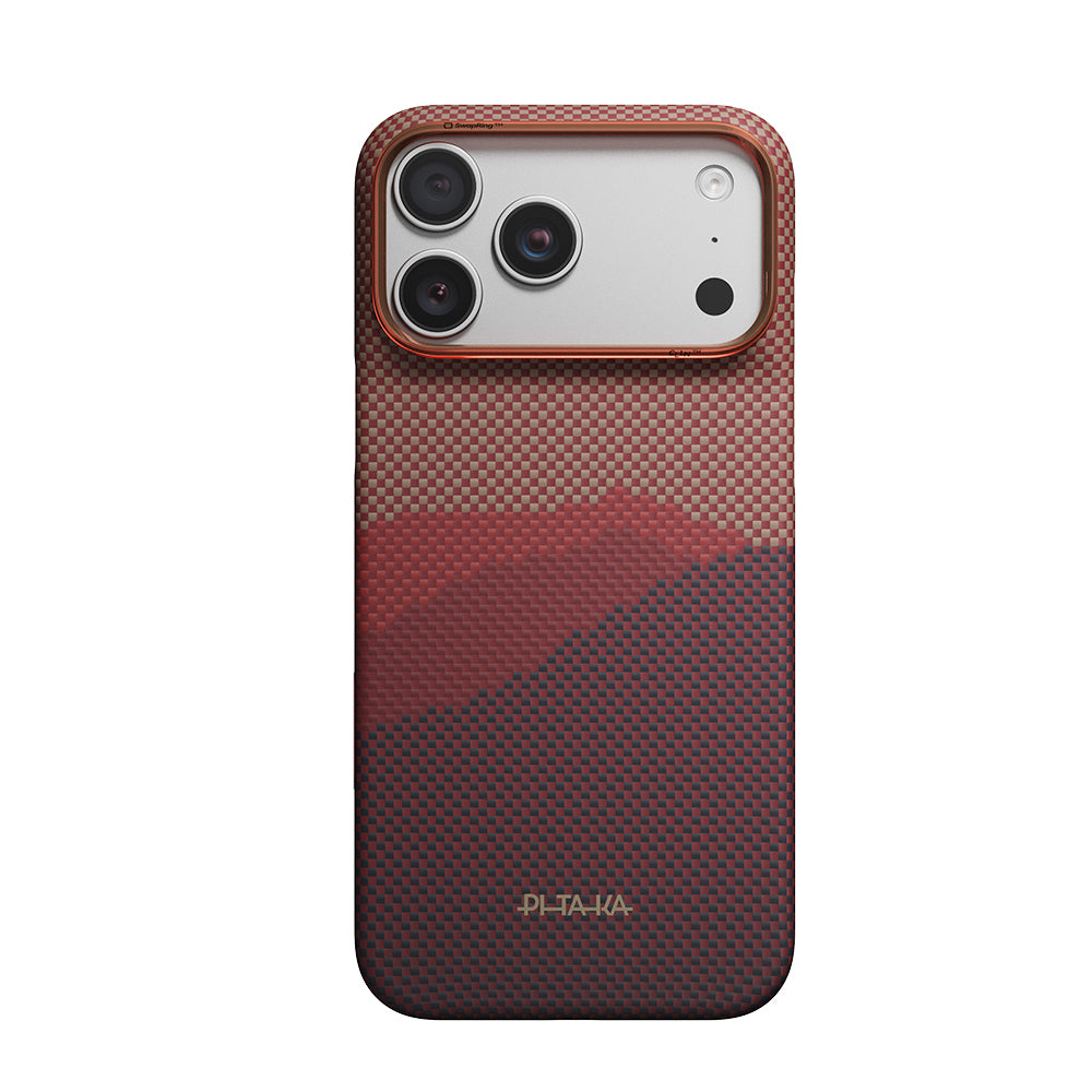 Apple iPhone 18 Pro Max Kılıf M-safe Şarj Özellikli Aramid Karbon Fiber Pitaka Tactile Woven Starpeak Serisi Over The Horizon Kapak