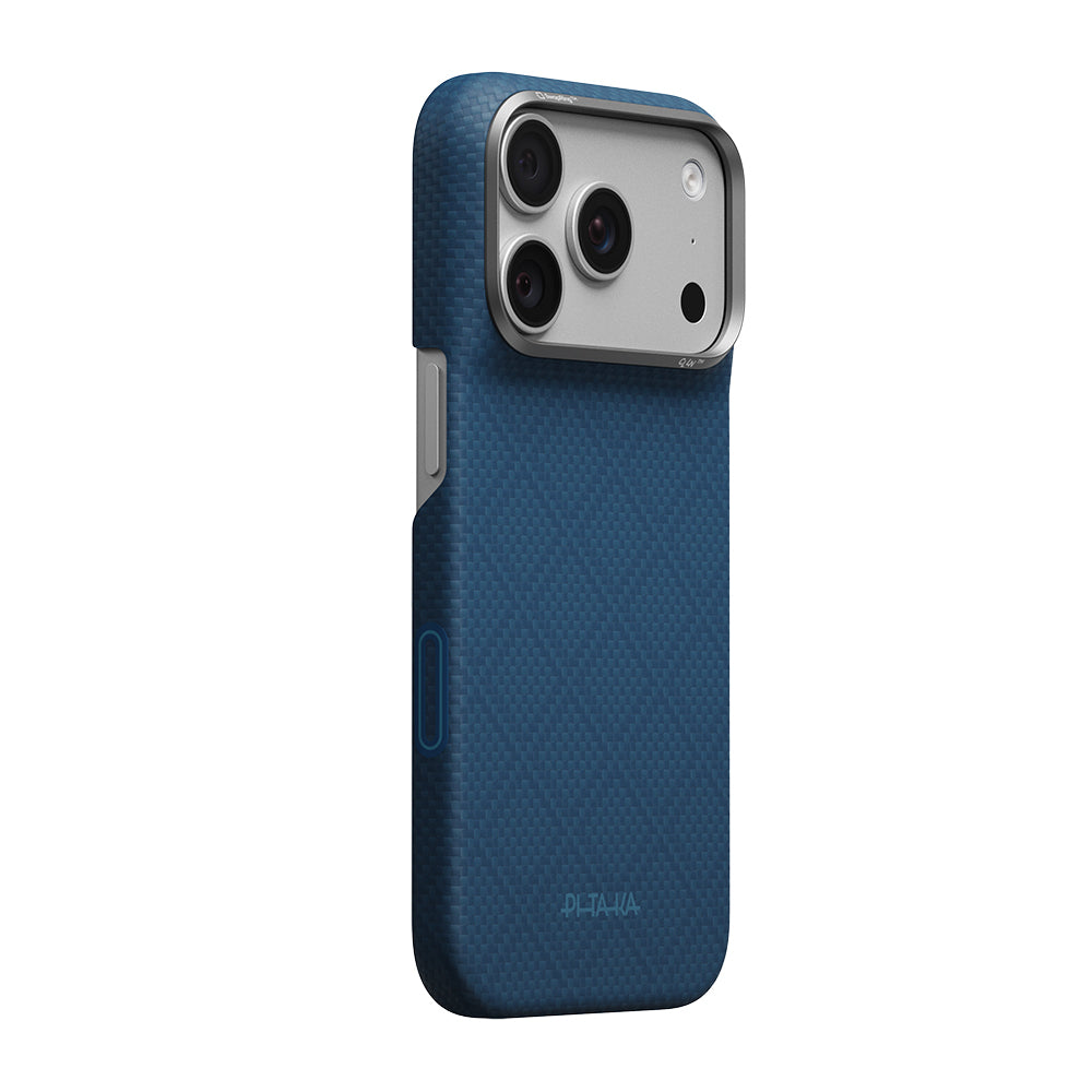 Apple iPhone 18 Pro Max Kılıf M-safe Şarj Özellikli Aramid Karbon Fiber Pitaka Argyle Serisi Kapak
